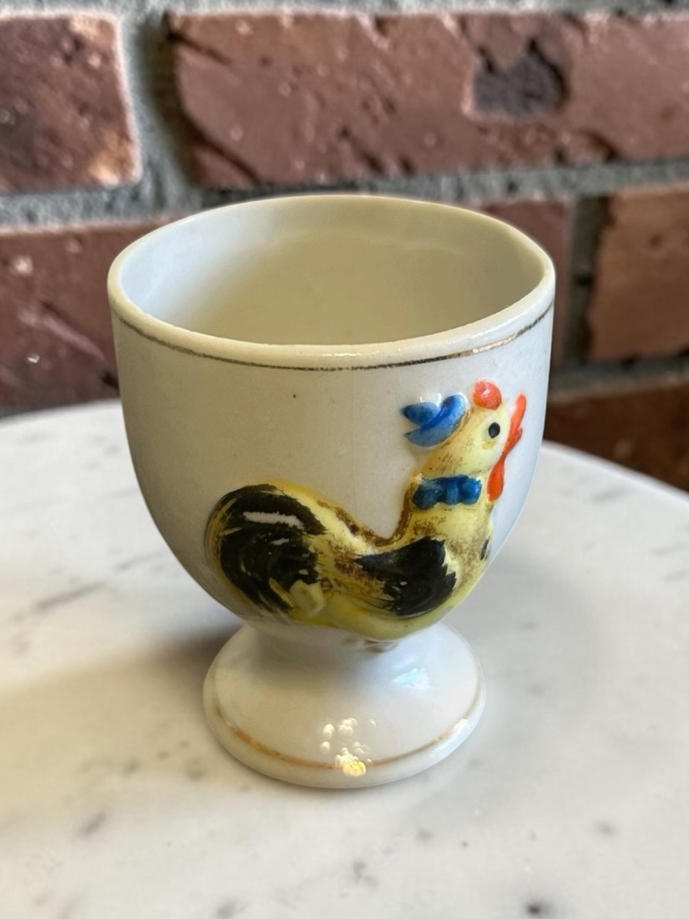 Vintage Hand-Painted Rooster Egg Cup - Made in Japan